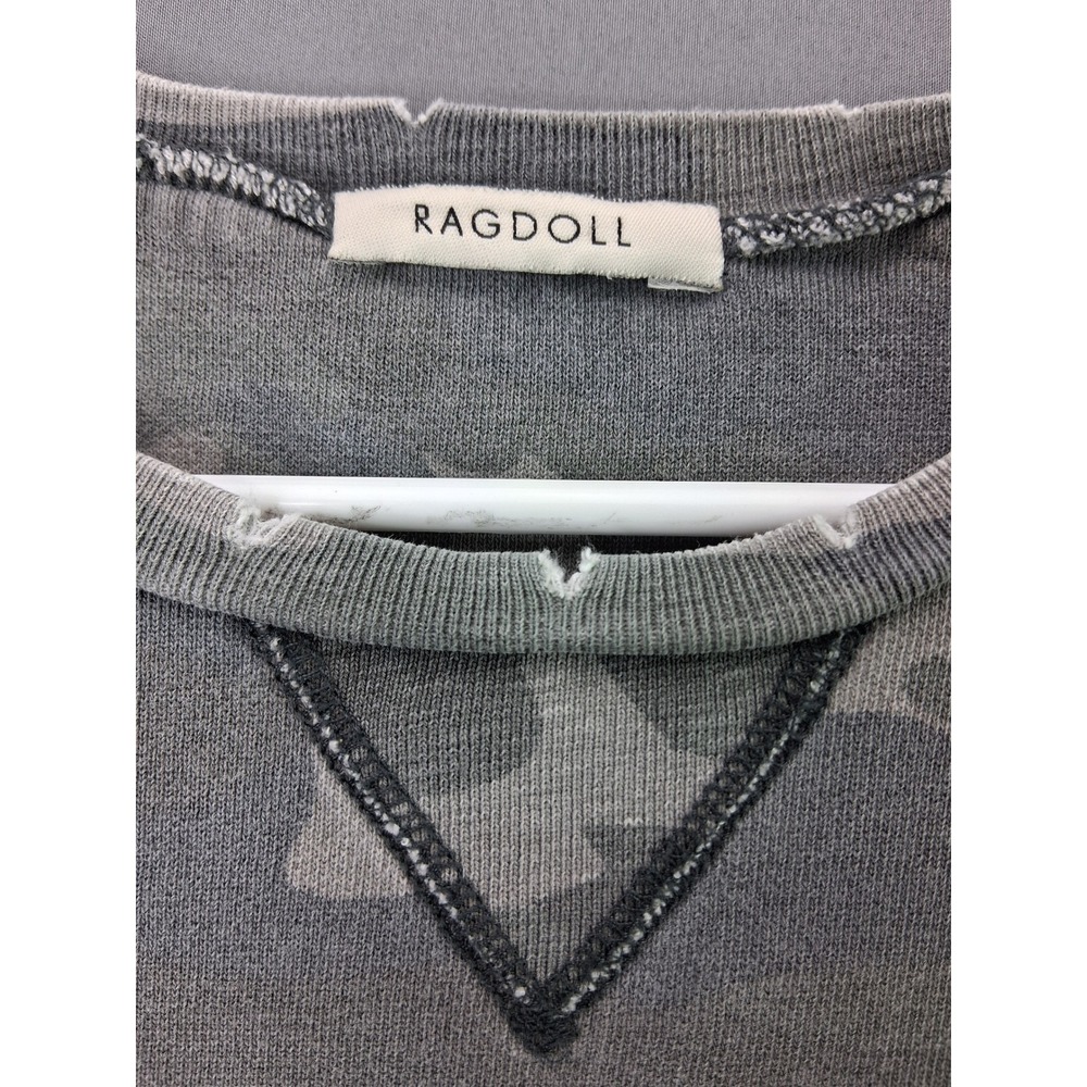 Ragdoll Camo Sweatshirt Distressed Crewneck Pullover Gray Camouflage Small S - Picture 2 of 8